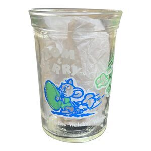 Vintage Welch Tom and Jerry Cartoon Comic Jelly Jar Glasses 1991 Football